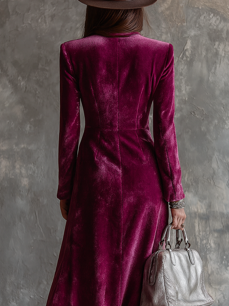 Juno - Vintage Purple Velvet Longline Blazer