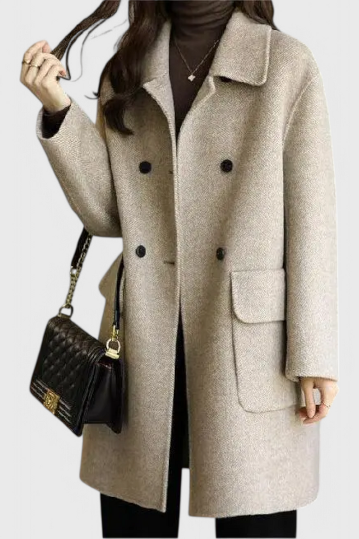 Camilla - Classic Double-Breasted Wool Blend Coat