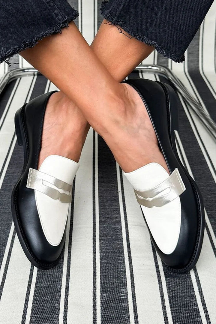 Aubree - Classic Black and White Loafers