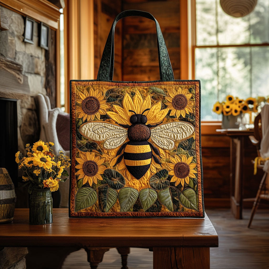 Bolsa Tote Acolchada de Girasol y Abeja