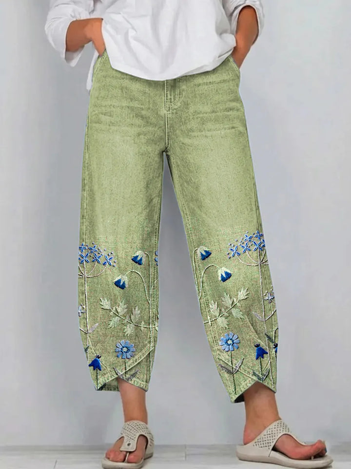 Elora - Embroidered Floral Everyday Pants