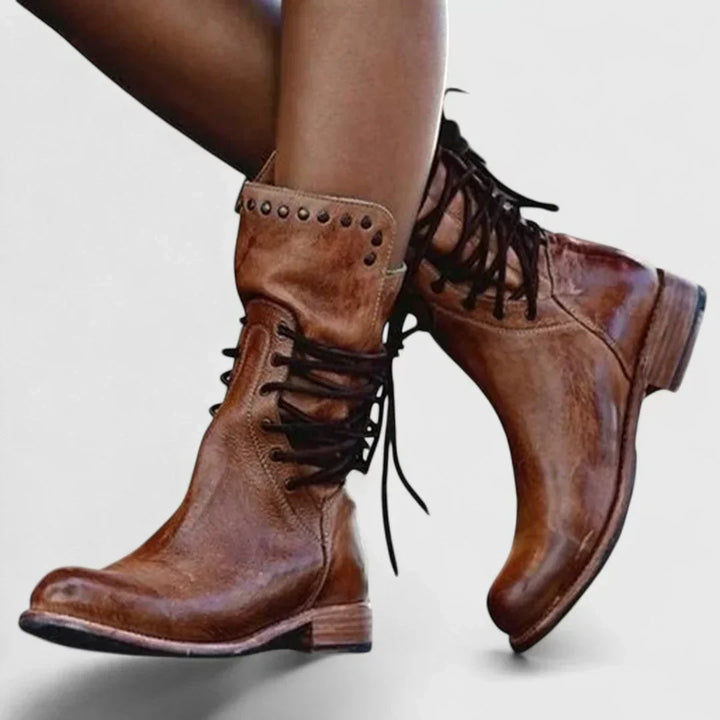 Fleur - Leather Lace-Up Ankle Boots for Timeless Style