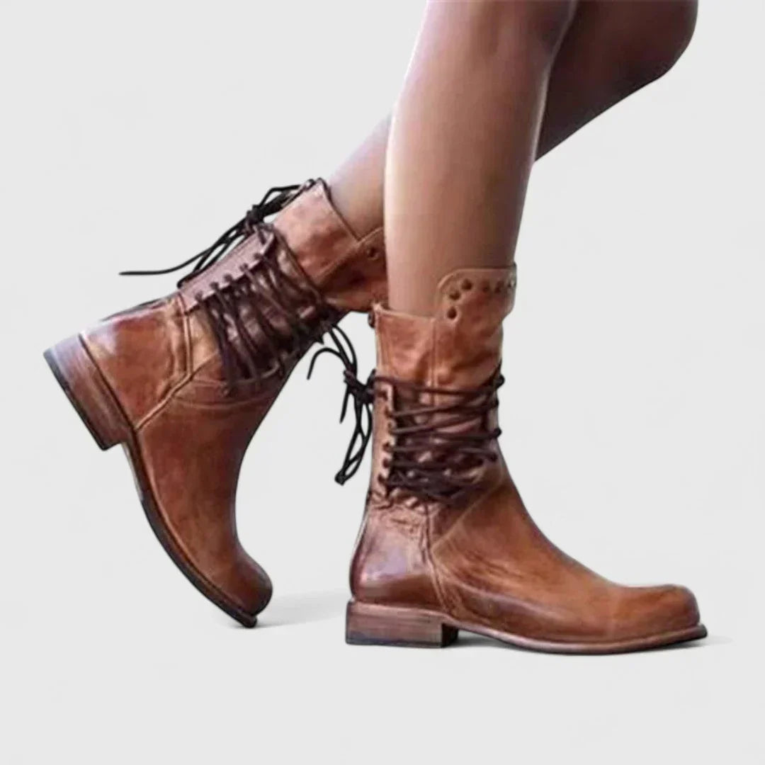 Fleur - Leather Lace-Up Ankle Boots for Timeless Style