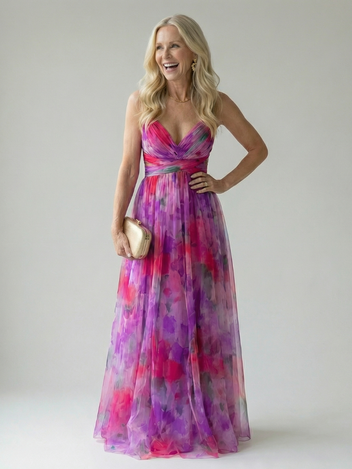 Edana - Long Ombre Dress with Thin Straps