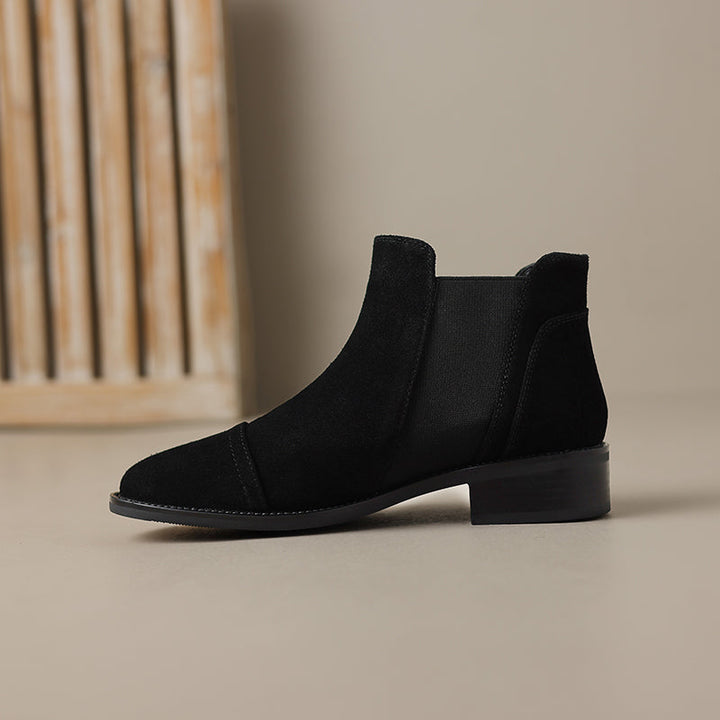 Effie - Genuine Suede Cap Toe Boots