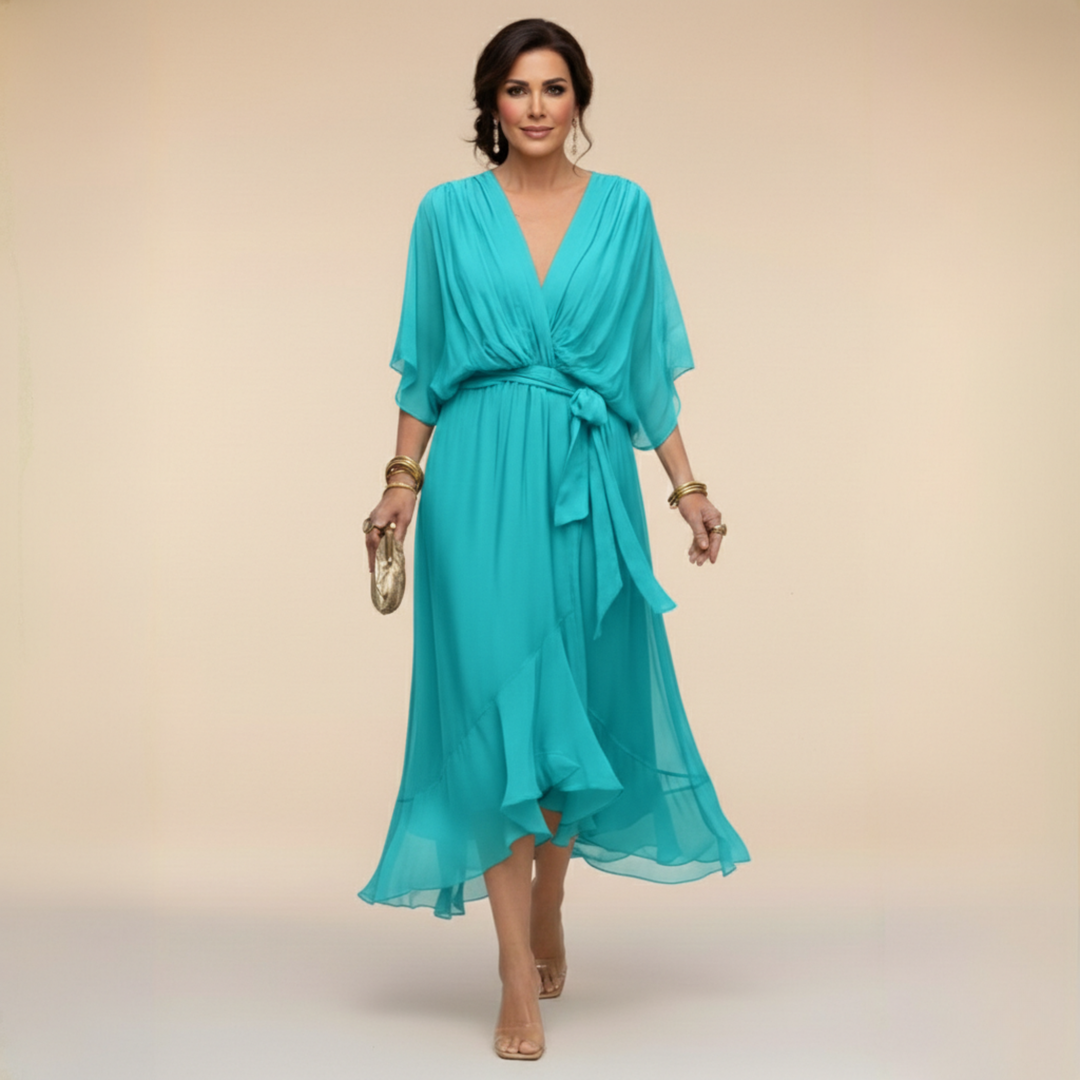 Harmonie - Satin V-Neck Dress