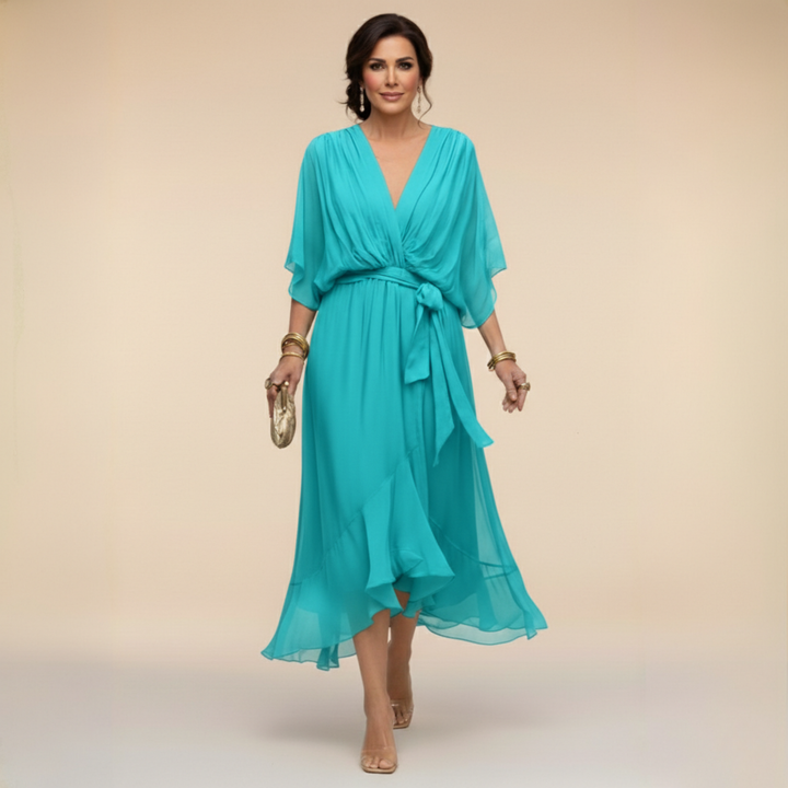 Harmonie - Satin V-Neck Dress
