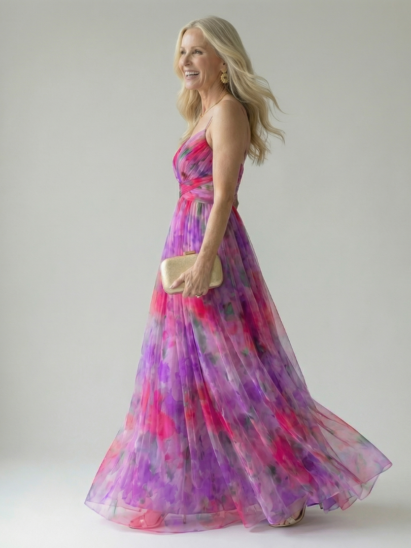 Edana - Long Ombre Dress with Thin Straps