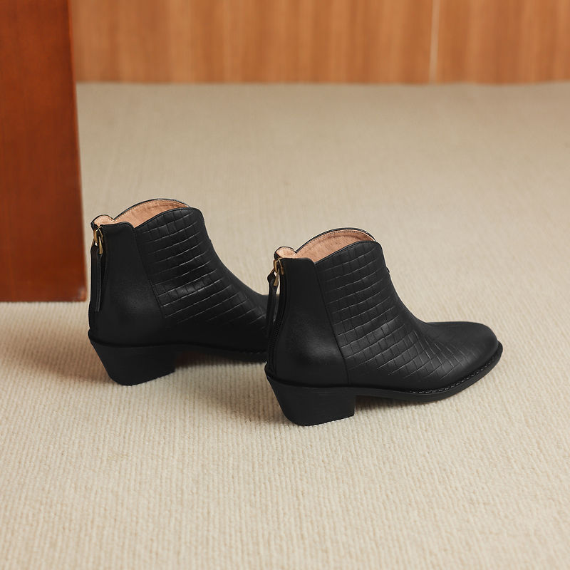 Dulcie - Genuine Leather Straight Shaft Boots