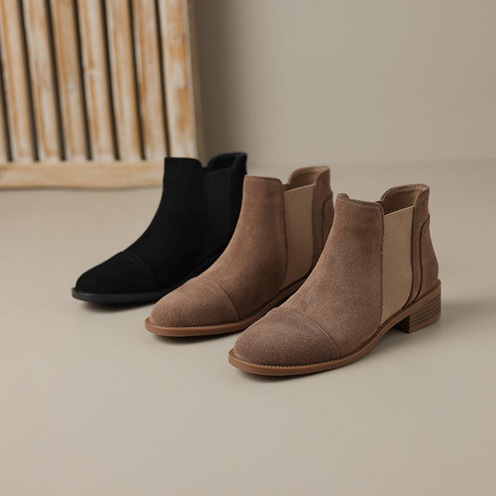 Effie - Genuine Suede Cap Toe Boots