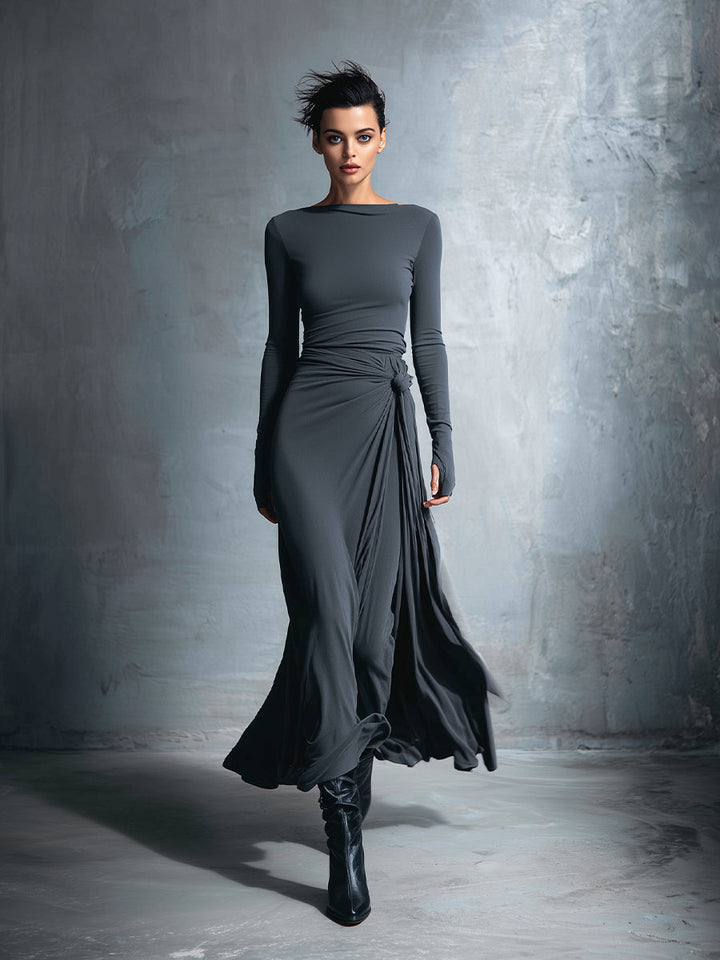 Pascale - Side-Knot Wrap Maxi Dress