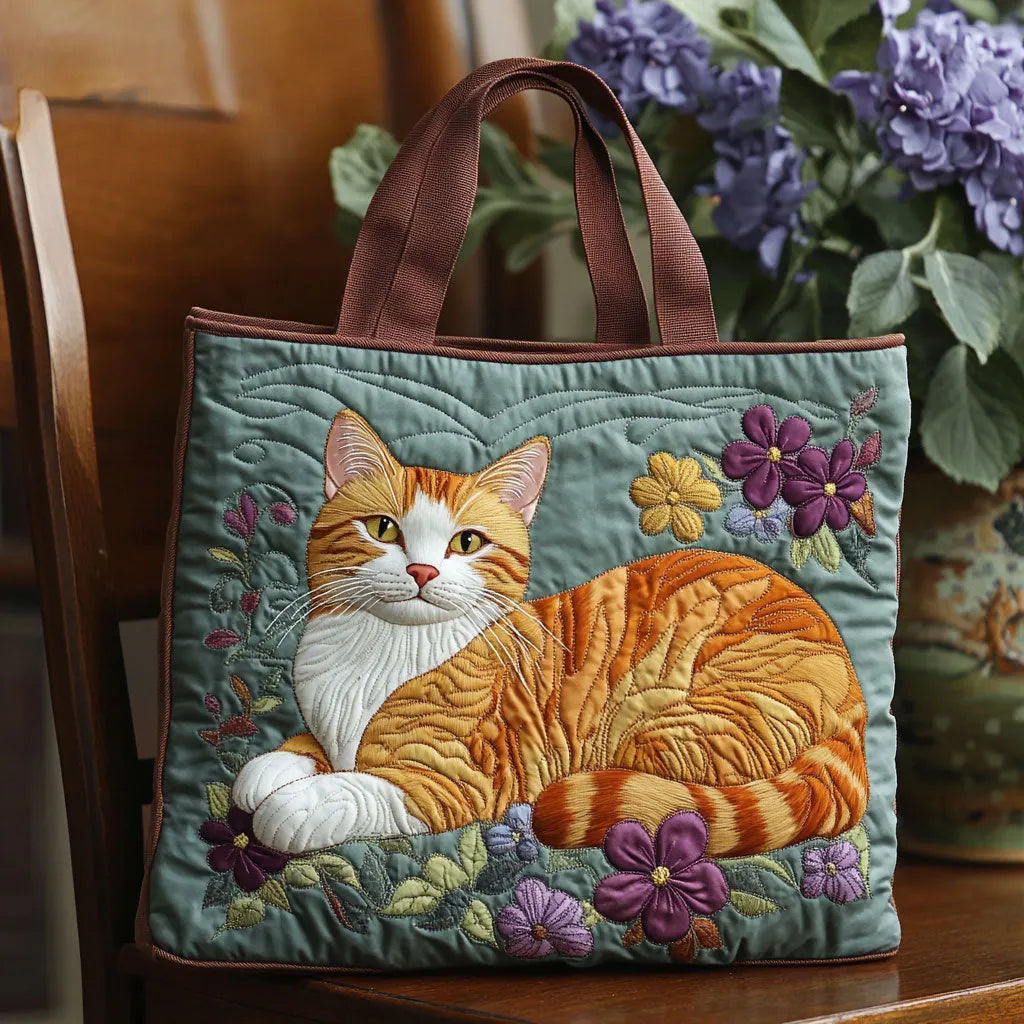 Bolsa Tote Acolchada - Gato Jengibre