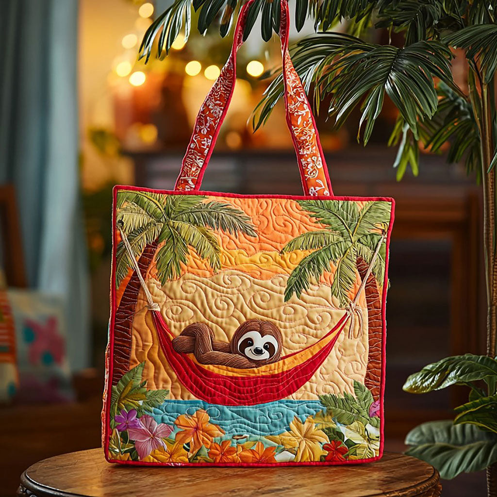Bolsa Tote Acolchada de Perezoso Tropical de Verano