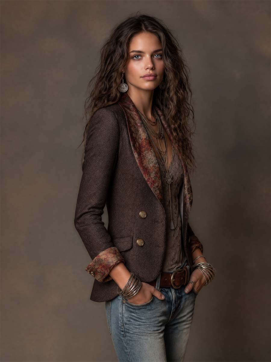 Blair - Vintage Herringbone Floral Blazer