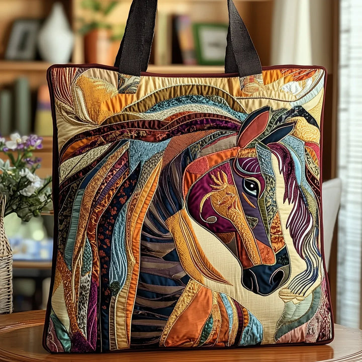 Bolso Tote Acolchado - Caballo de Mosaico Multicolor