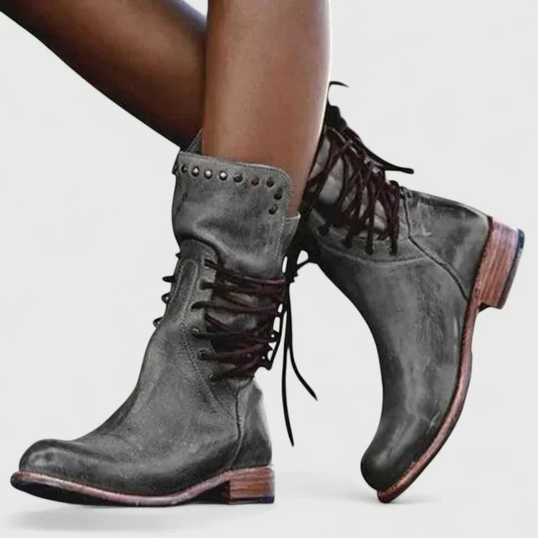 Fleur - Leather Lace-Up Ankle Boots for Timeless Style