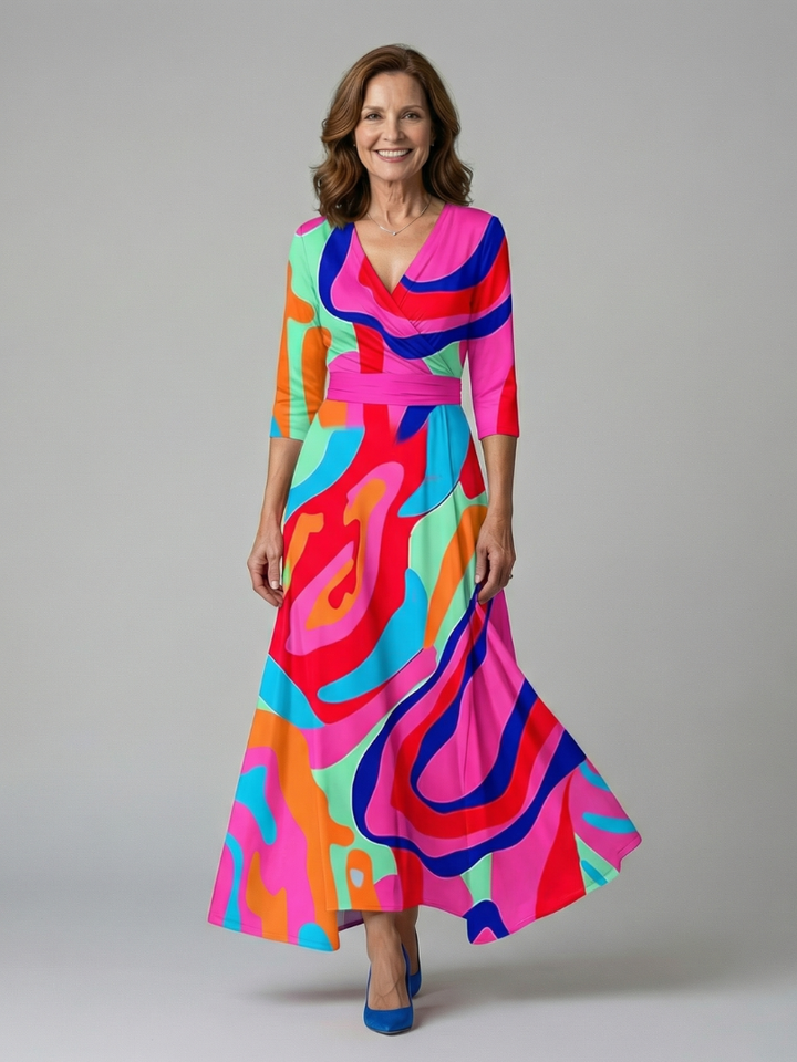 Tammy - Floral Midi Dress with Crossover Neckline