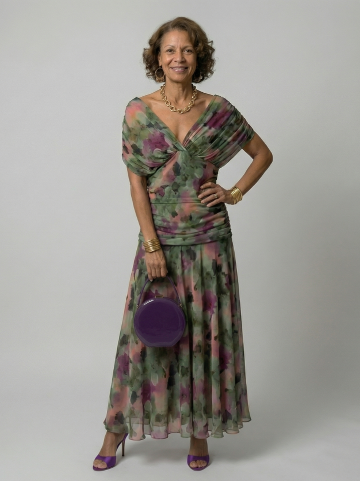 Cheryl - Off-Shoulder Ruched Midi Dress