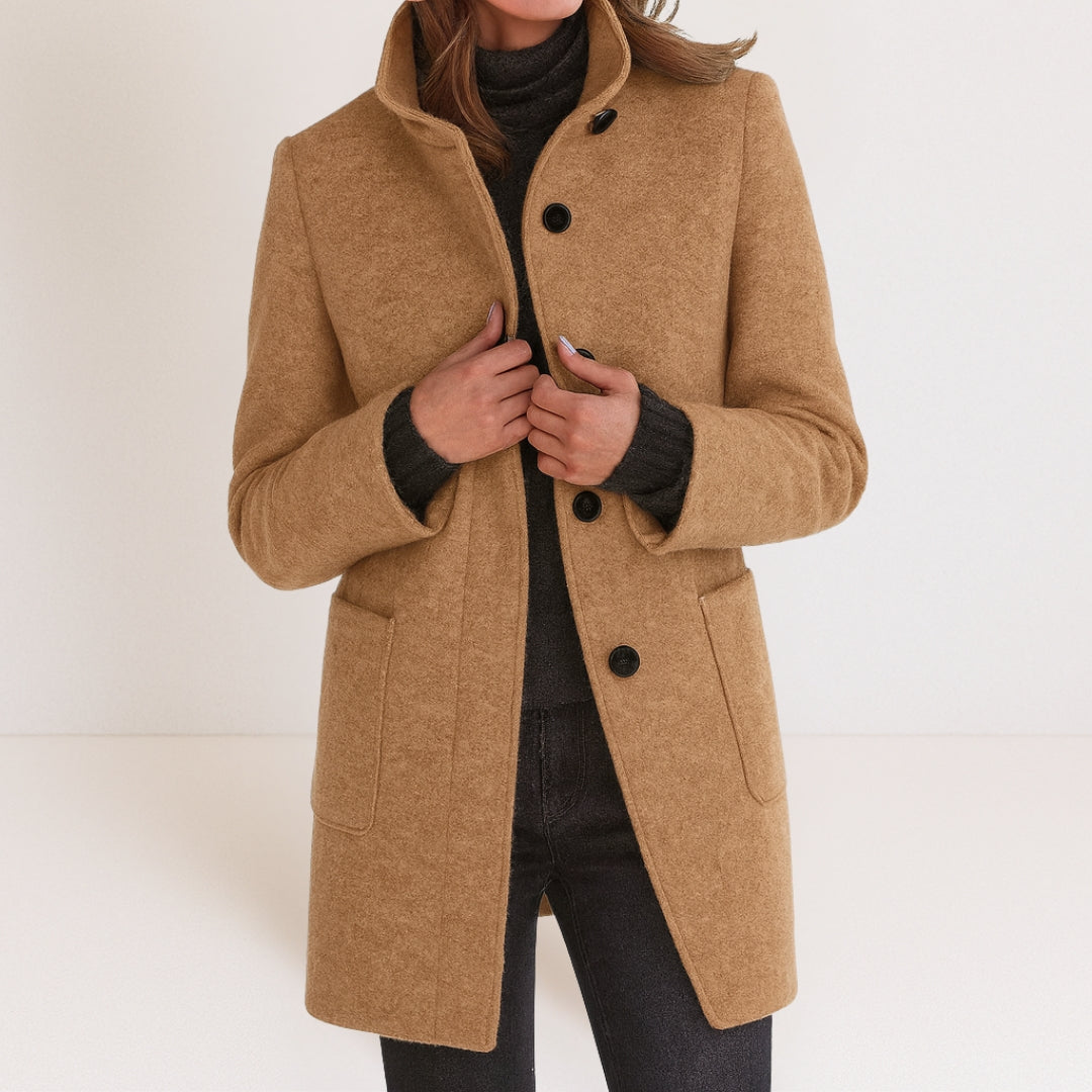 Chiara - High-Collar Wool-Blend Jacket