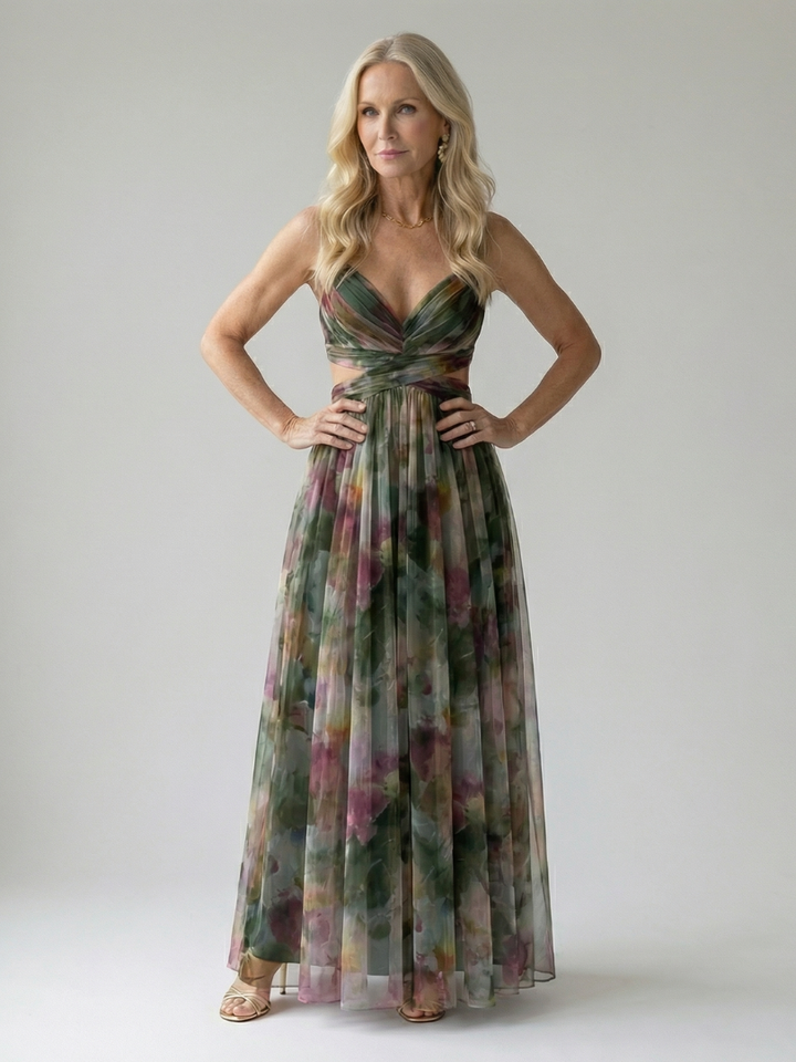 Edana - Long Ombre Dress with Thin Straps