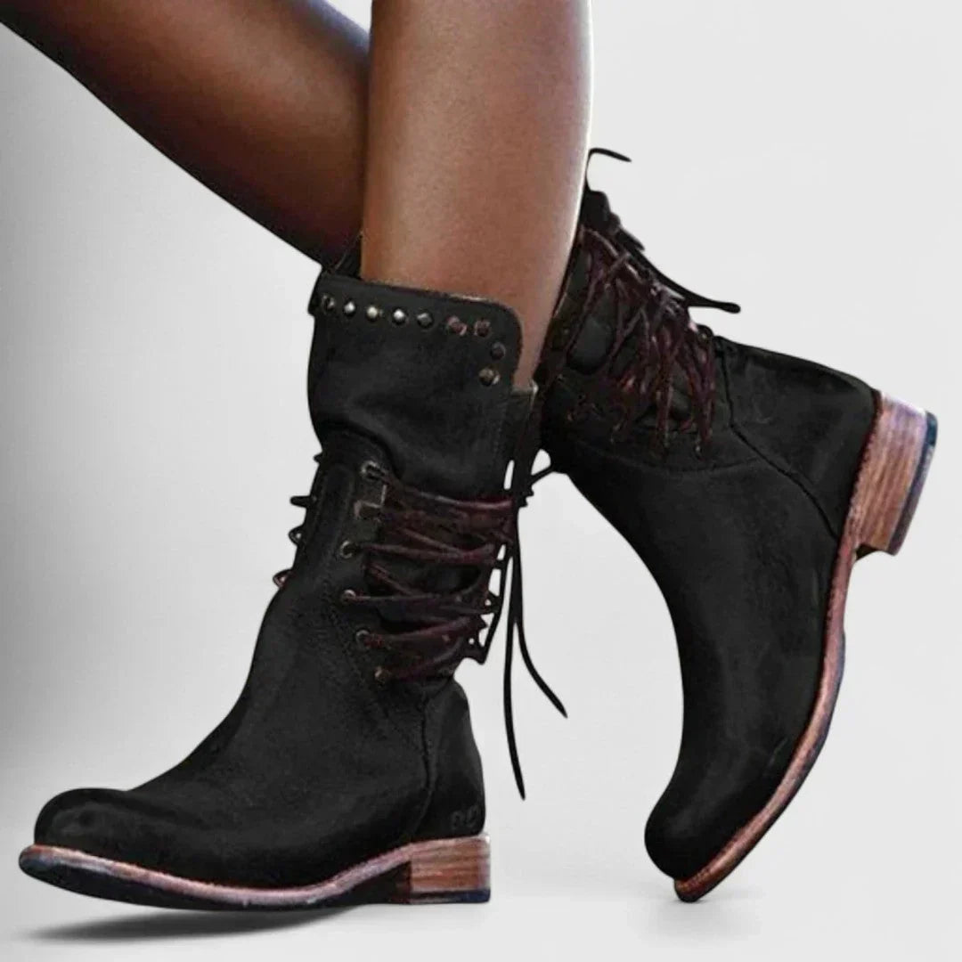 Fleur - Leather Lace-Up Ankle Boots for Timeless Style