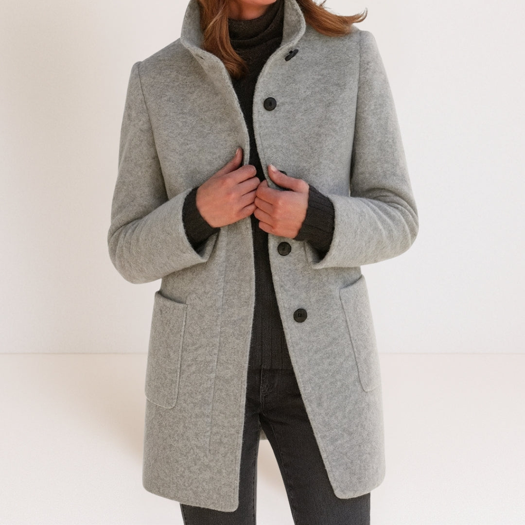 Chiara - High-Collar Wool-Blend Jacket