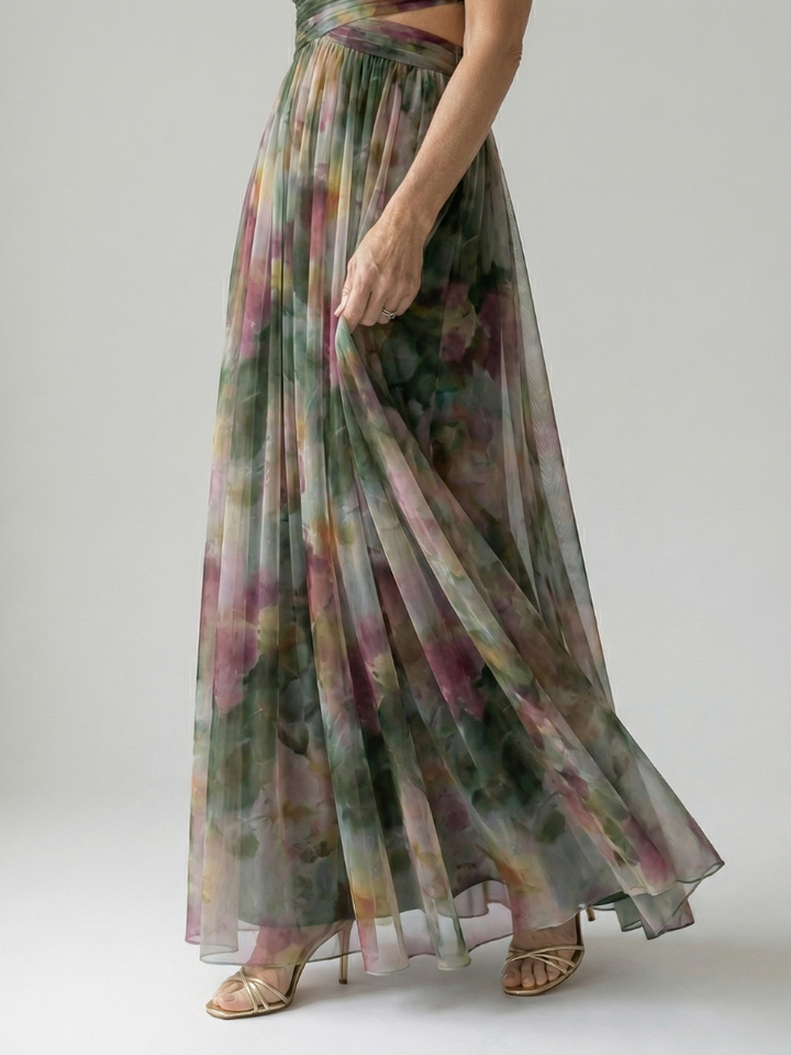 Edana - Long Ombre Dress with Thin Straps