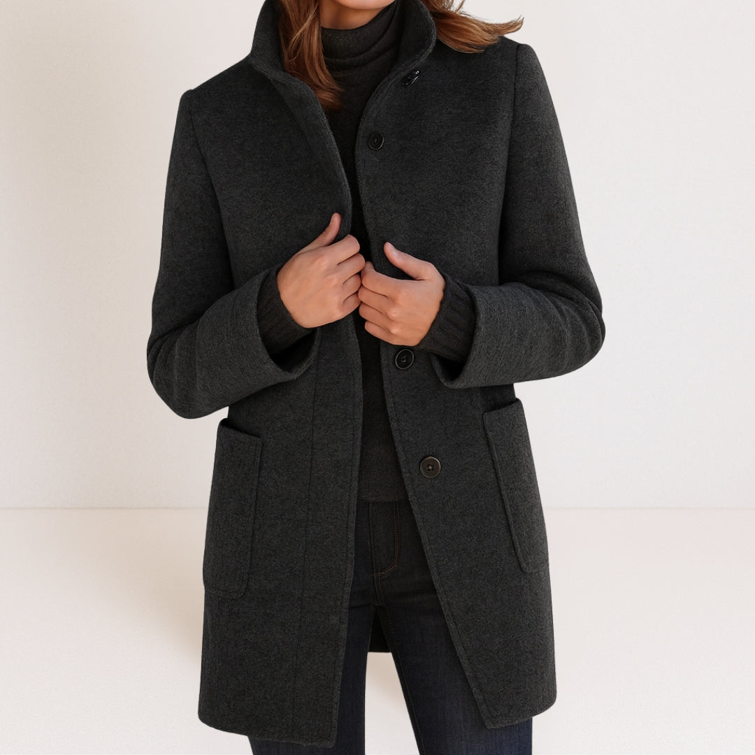 Chiara - High-Collar Wool-Blend Jacket