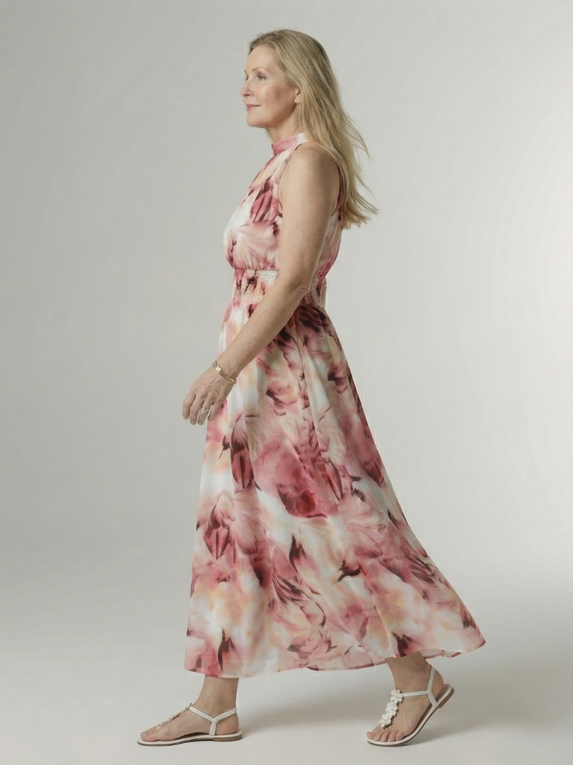 Brittany - Halter Midi Dress with Adjustable Waist
