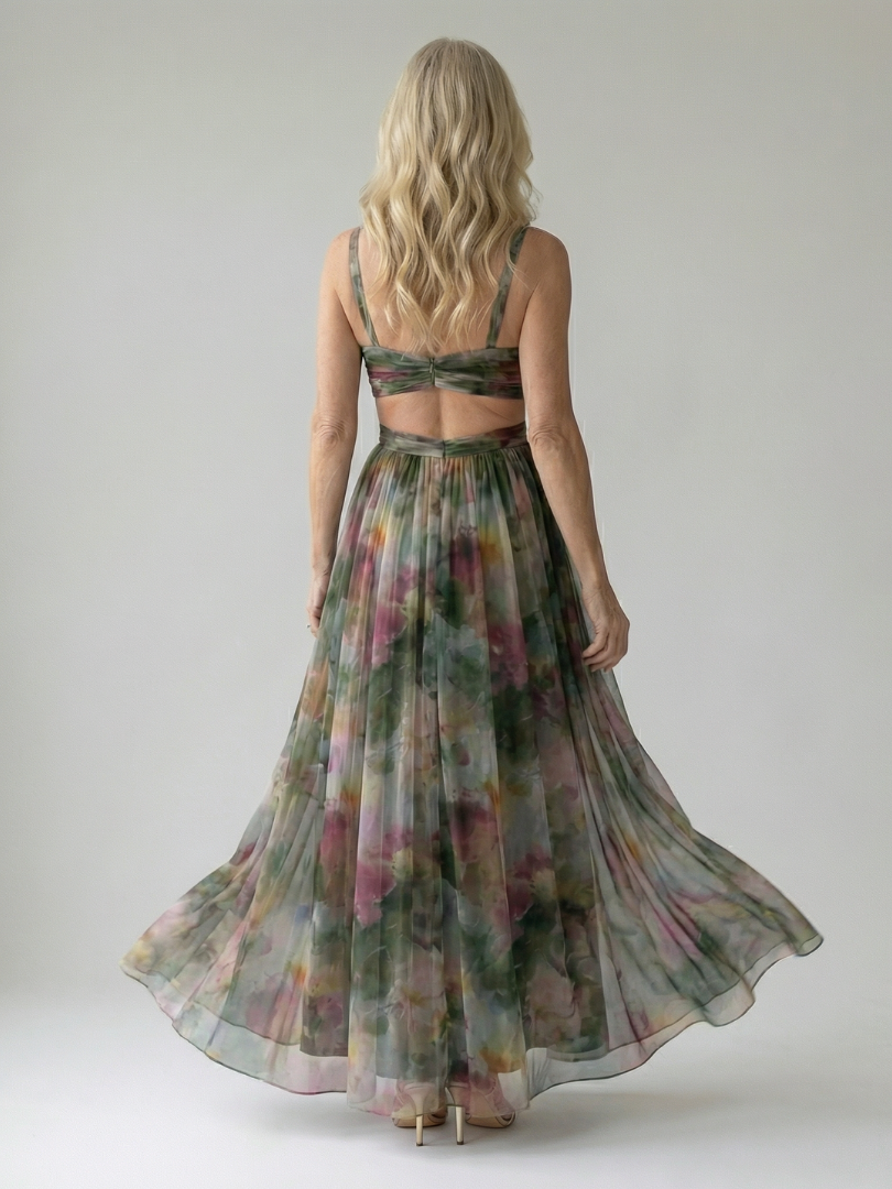 Edana - Long Ombre Dress with Thin Straps
