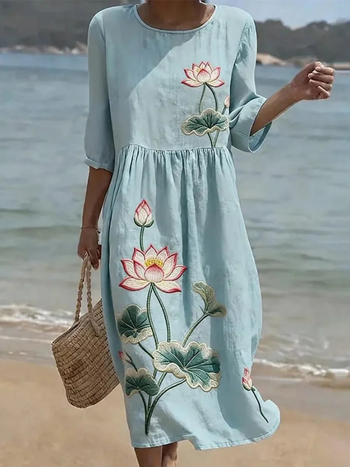 Cassiopeia - Blue Floral Puff Sleeve Dress