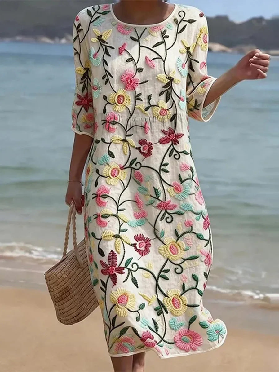 Beryl - Floral Print Button-Front Dress