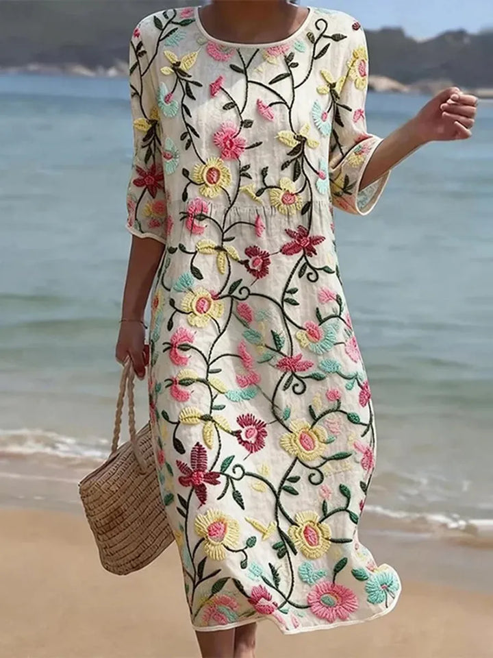 Beryl - Floral Print Button-Front Dress