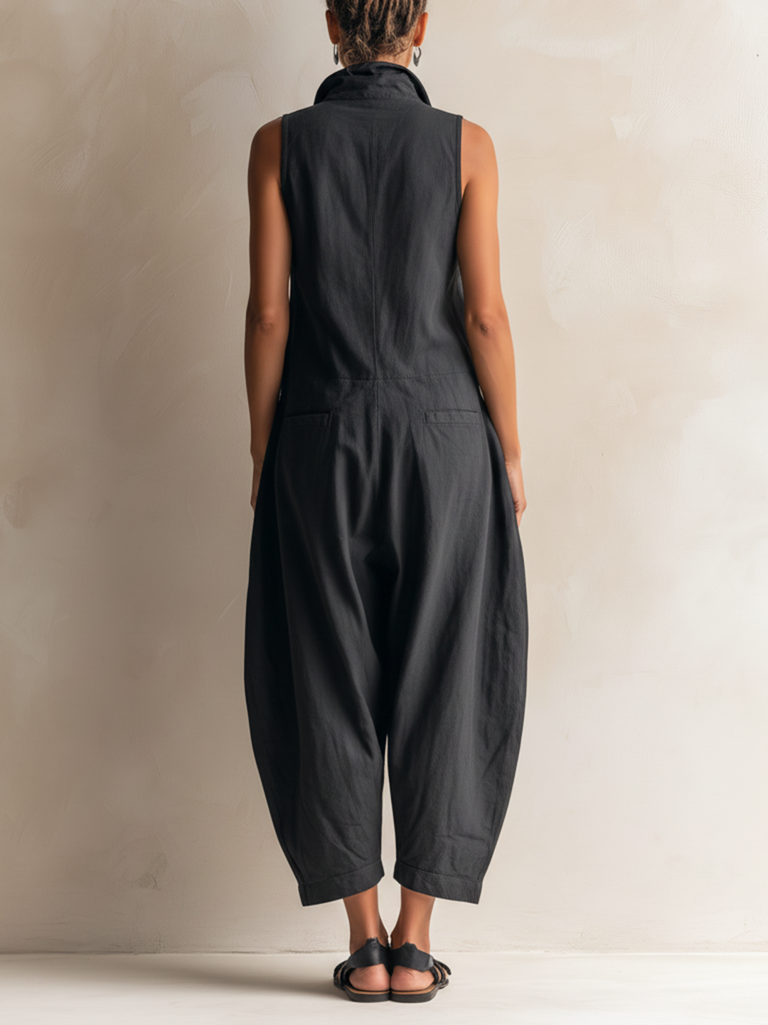 Brenda - Mandarin Collar Wide-Leg Jumpsuit