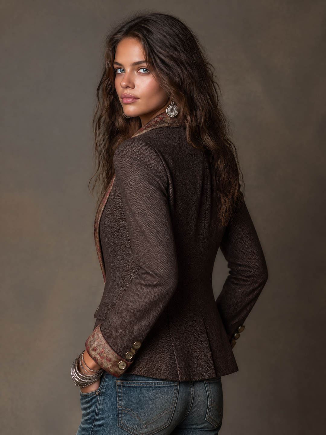 Blair - Vintage Herringbone Floral Blazer