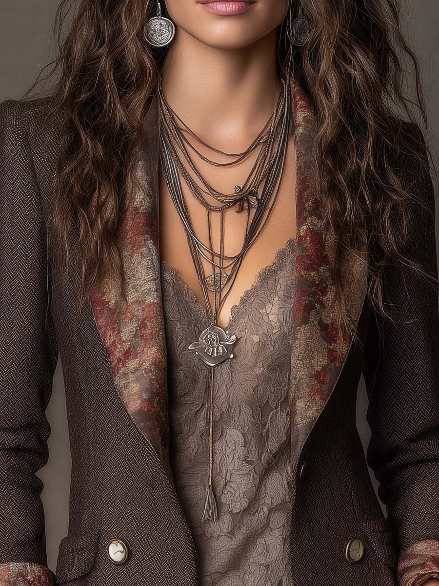 Blair - Vintage Herringbone Floral Blazer