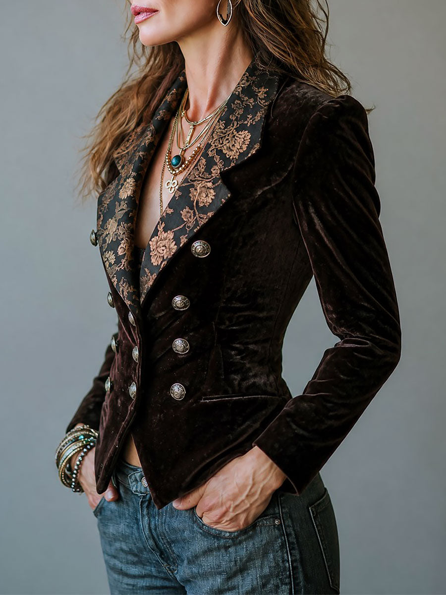 Juniper - Vintage Double-Breasted Velvet Blazer