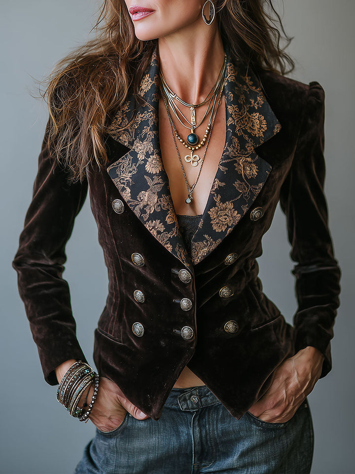 Juniper - Vintage Double-Breasted Velvet Blazer