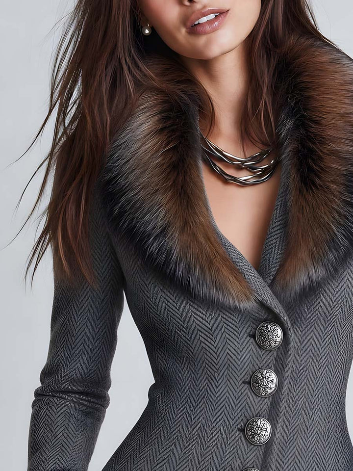 Wren - Tapestry-Print Faux Fur Trim Jacket