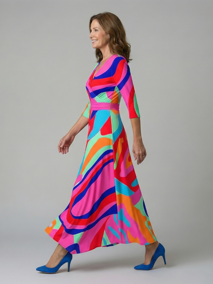 Tammy - Floral Midi Dress with Crossover Neckline