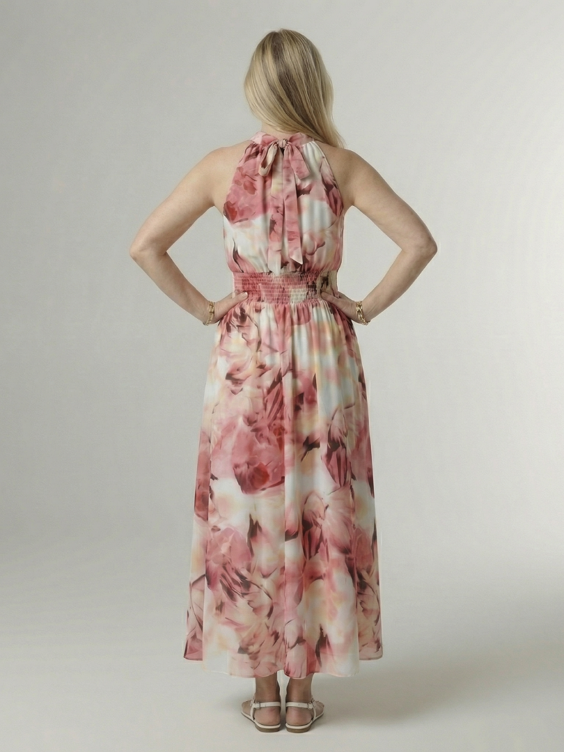 Brittany - Halter Midi Dress with Adjustable Waist