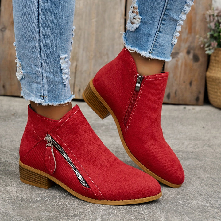 Carys - Comfort Leather Ankle Boots with Side Zip