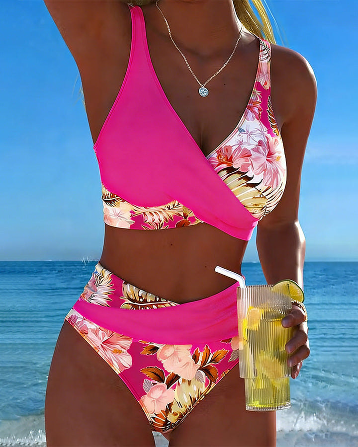 Auralee - Floral Contrast Two-Piece Bikini