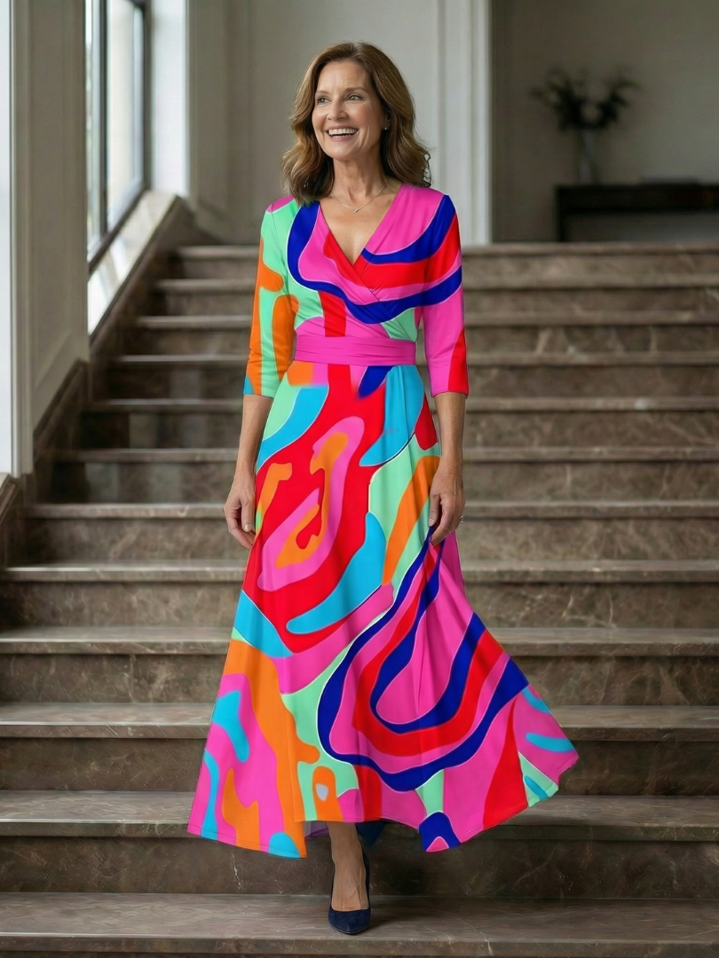 Tammy - Floral Midi Dress with Crossover Neckline