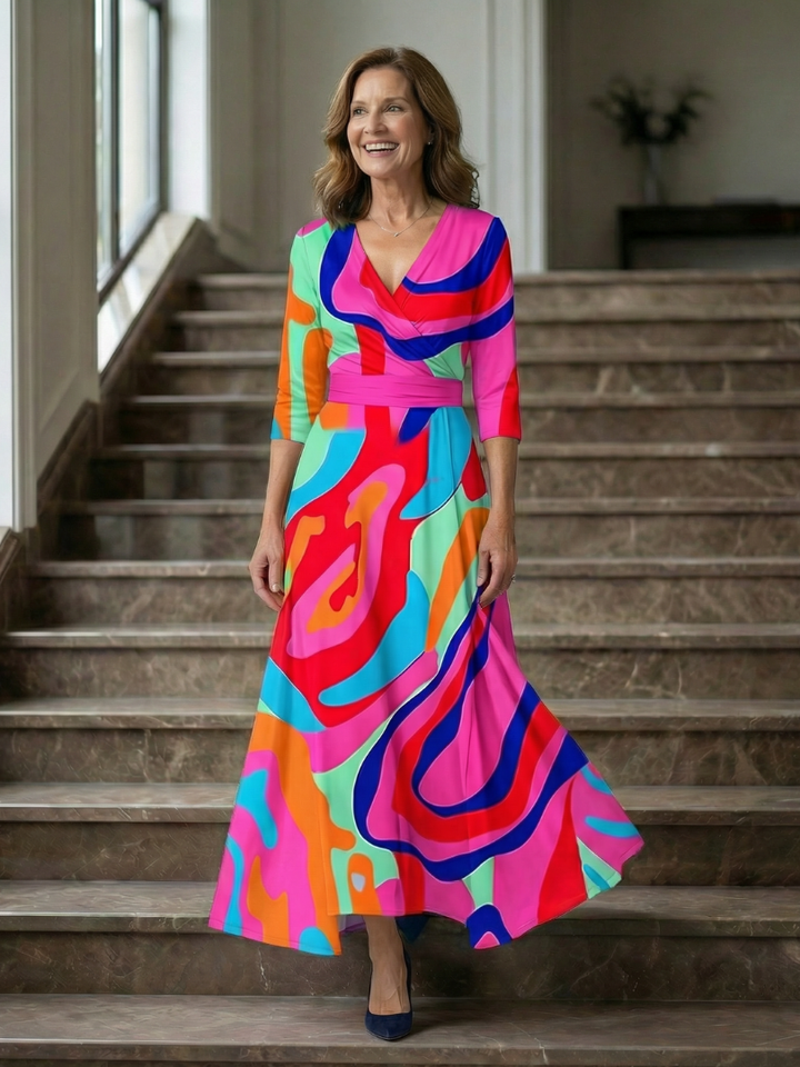 Tammy - Floral Midi Dress with Crossover Neckline