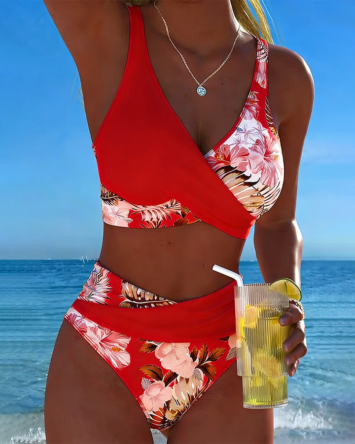 Auralee - Floral Contrast Two-Piece Bikini