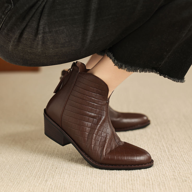 Dulcie - Genuine Leather Straight Shaft Boots