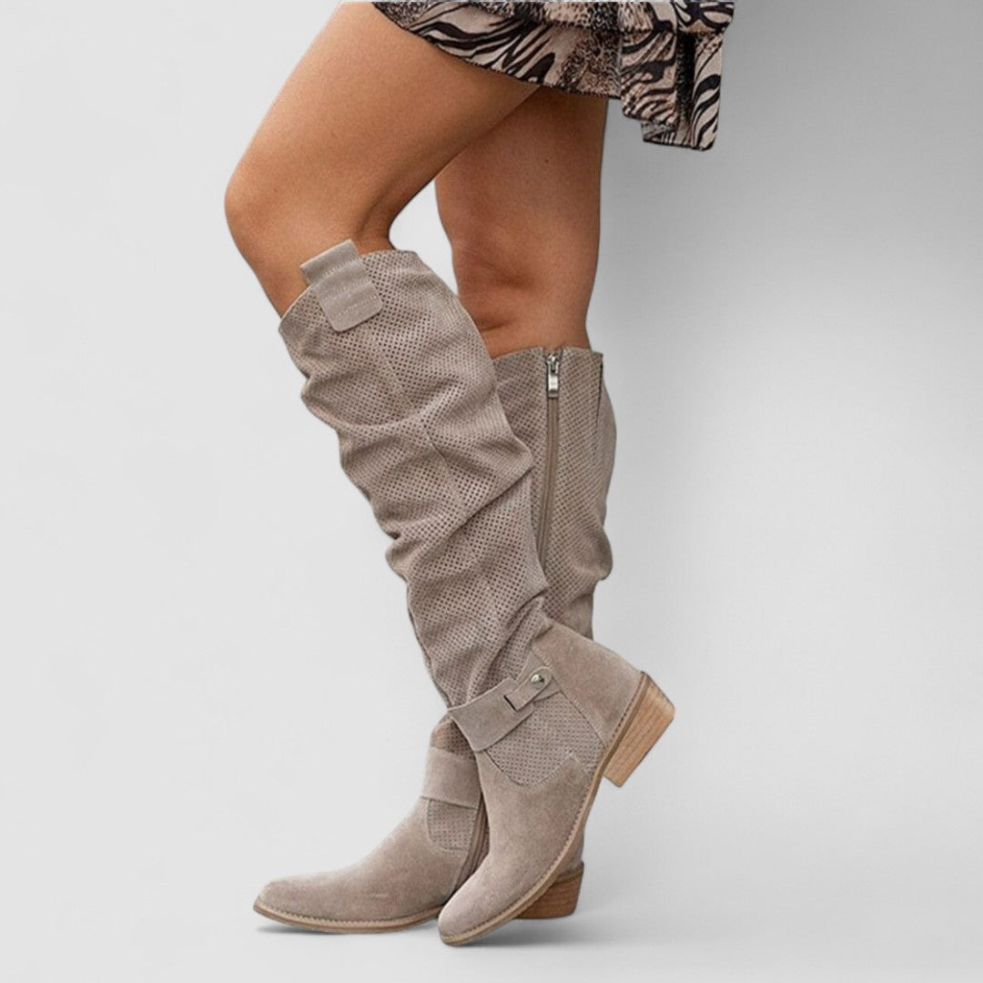 Karina - Western Style Suede Ankle Boots
