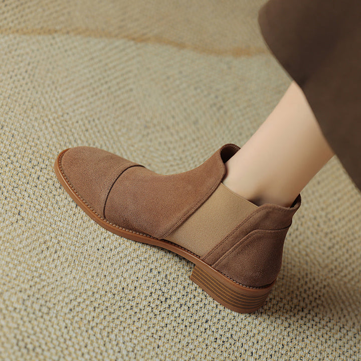 Effie - Genuine Suede Cap Toe Boots