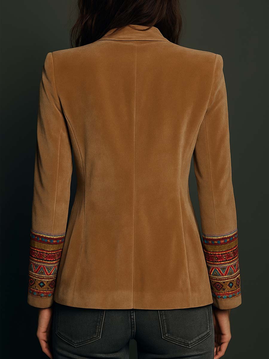 Margot - Embroidered Velvet Blazer with Bohemian Details
